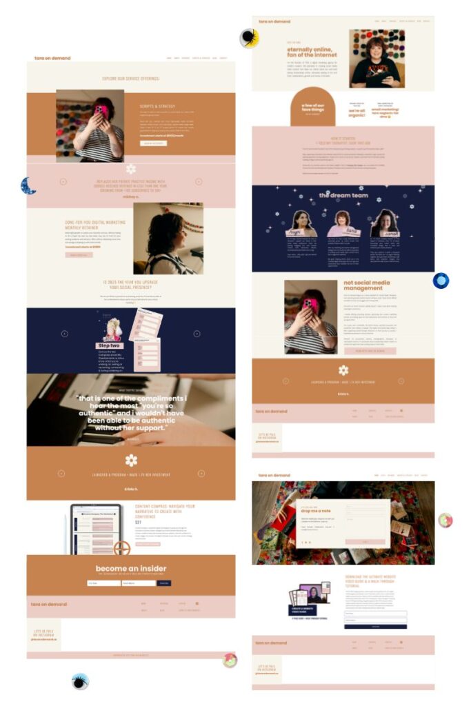 Screenshot of the previous Tara On Demand website, showing a minimalist blocked website design with warm colors, clean lines, and a simple layout representing the older digital home before the Dream House renovation